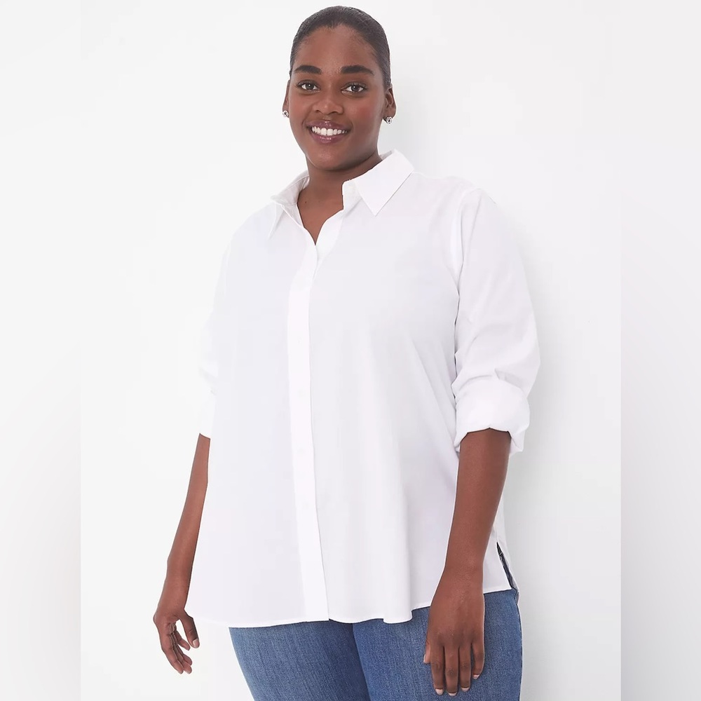 Relaxed Button-Front Boyfriend Shirt